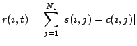 $\displaystyle r(i,t) = \sum_{j=1}^{N_c} \vert s(i,j) - c(i,j) \vert$